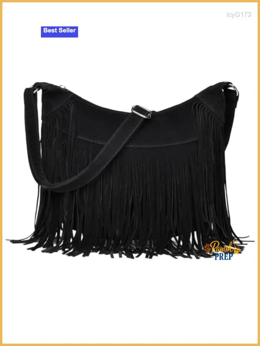Vegan Suede Fringe Hobo Bag Crossbody Shoulder Purse